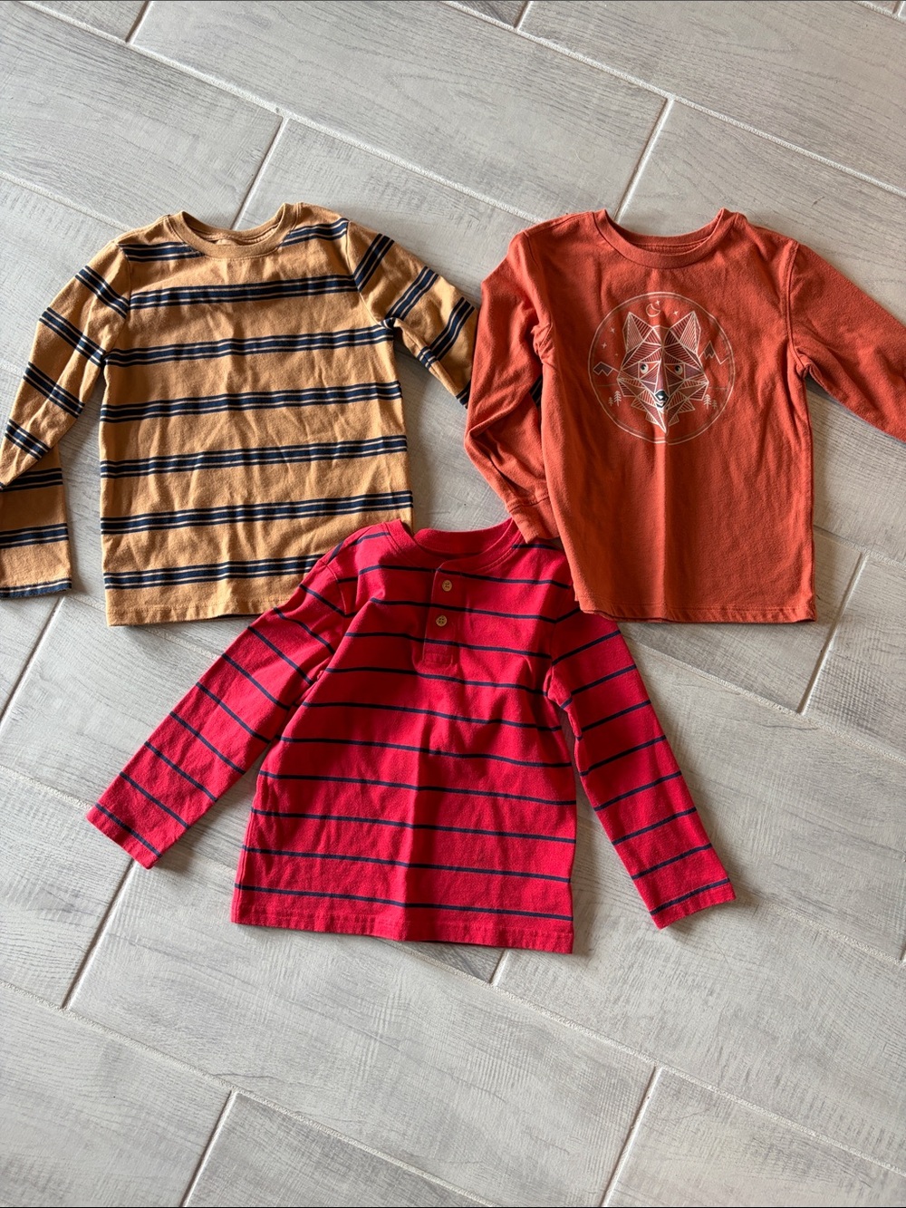 Lot of 3 Cat & Jack Long-Sleeve Kids Stripe